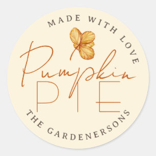 Rustic Floral Autumn Pumpkin Pie Classic Round Sticker