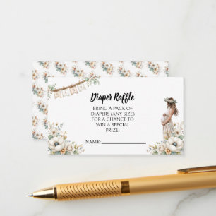 Rustic Floral Baby Shower Diaper Raffle   Enclosure Card
