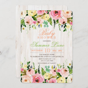 Rustic Floral Baby Shower Invitation