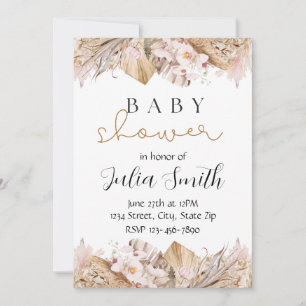 Rustic Floral Baby Shower Invite   Neutral Boho
