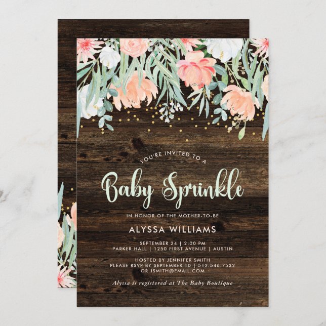 Rustic Floral | Baby Sprinkle Invitation (Front/Back)