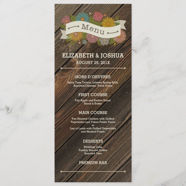 Rustic Floral Banner Menu (Front)