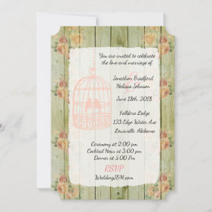 Rustic Floral Birdcage Wedding Invitations