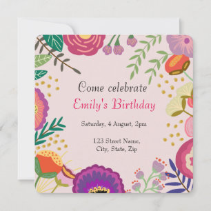 Rustic Floral Bloom Birthday Party Invitation