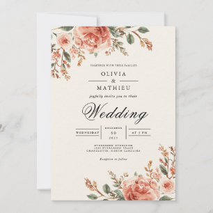 Rustic Floral Blossom Arch Wedding Invitation
