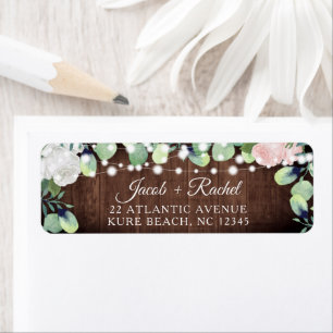 Rustic Floral Blush Pink Roses Wedding Address