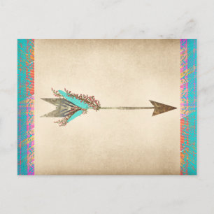 Rustic Floral Bohemian Arrow Postcard