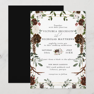 Rustic Floral Boho Botanical Wedding Invitation