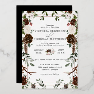 Rustic Floral   Boho Botanical Wedding Invitation
