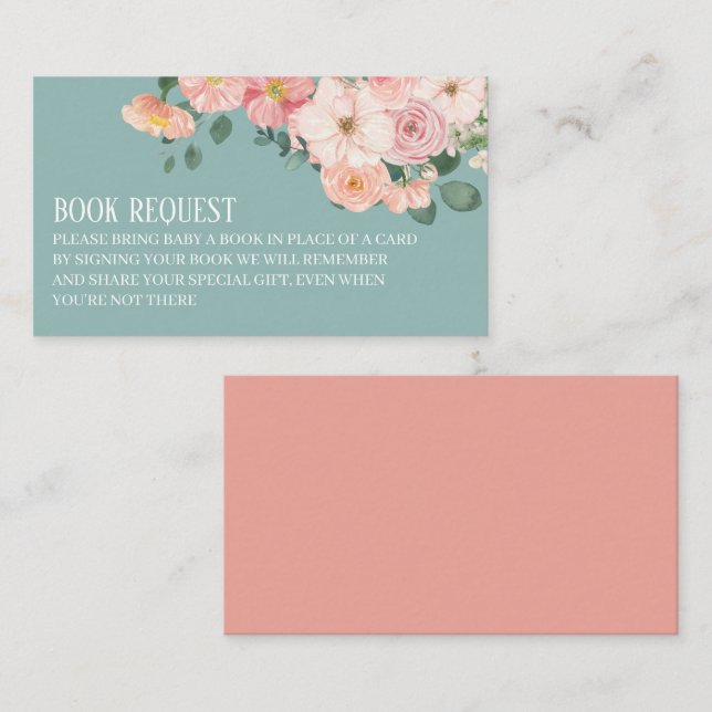 Rustic floral Boho Chic Baby Shower Book Request Enclosure Card (Front/Back)
