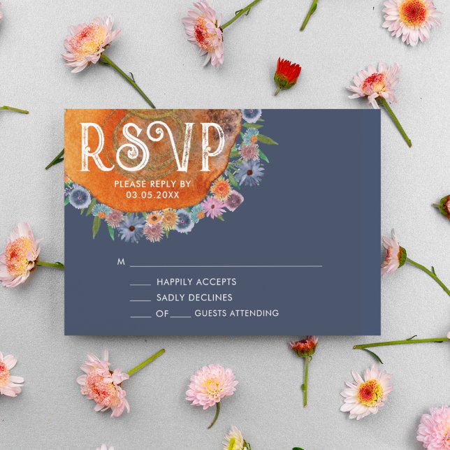 Rustic Floral Boho Watercolor Wildflower Wedding RSVP Card (Front)