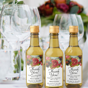 Rustic Floral Boho Wedding Thank You Mini Wine Label