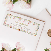 Rustic Floral Book Bridal Shower Return Address 
