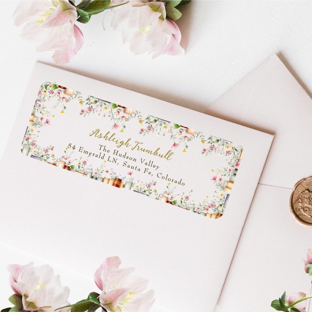 Rustic Floral Book Bridal Shower Return Address  (Creator Uploaded)