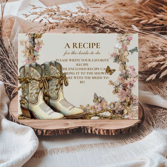Rustic Floral Boots Bridal Shower Enclosure Card (Creator Uploaded)