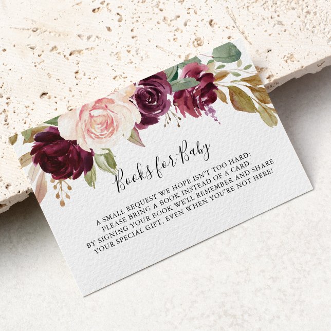 Rustic Floral Botanical Baby Shower Book Request Enclosure Card (Creator Uploaded)