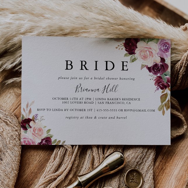 Rustic Floral Botanical Bride Bridal Shower Invitation (Creator Uploaded)