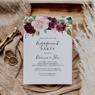 Rustic Floral Botanical Foliage Engagement Party Invitation