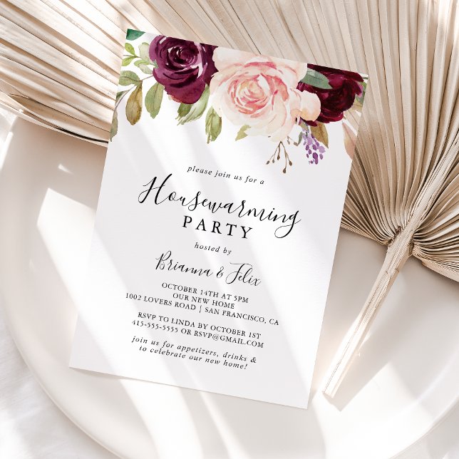 Rustic Floral Botanical Foliage Housewarming Party Invitation (Creator Uploaded)
