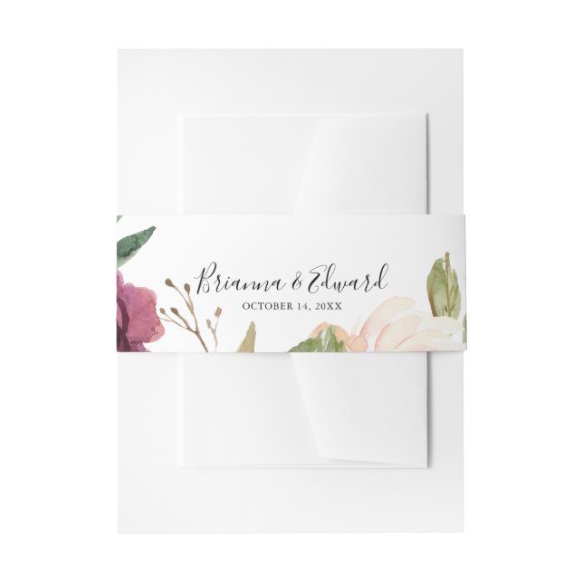 Rustic Floral Botanical Foliage Wedding Invitation Belly Band (Front Example)