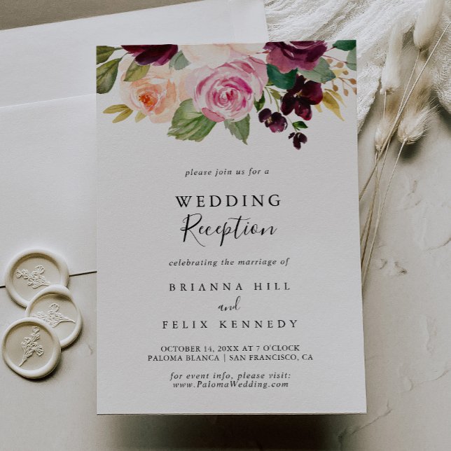 Rustic Floral Botanical Foliage Wedding Reception Invitation (Creator Uploaded)
