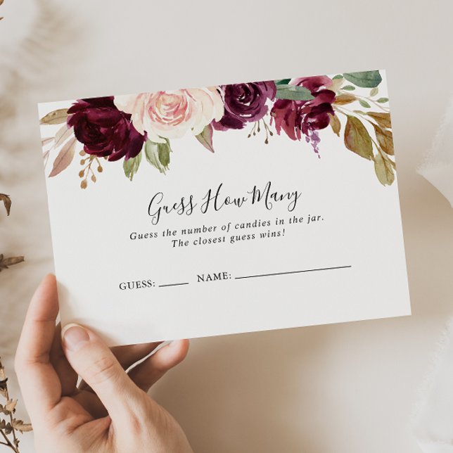 Rustic Floral Botanical Guess How Many Game Card (Creator Uploaded)