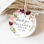 Rustic Floral Botanical Thank You Wedding Favour Classic Round Sticker<br><div class="desc">This rustic floral botanical thank you wedding favour classic round sticker is perfect for a modern wedding. The design features beautiful and colourful hand-drawn flowers and foliage, elegantly arranged into attractive bouquets. Make the sticker labels your own by including your names, the event (if applicable), and the date. These stickers...</div>