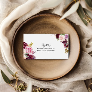 Rustic Floral Botanical  Wedding Gift Registry Enclosure Card