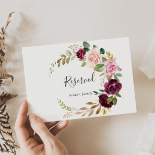 Rustic Floral Botanical Wedding Reserved Sign