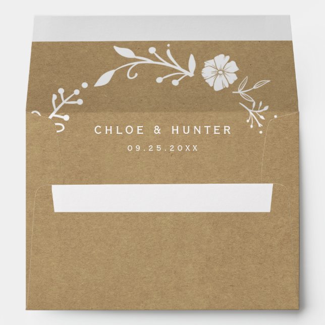 Rustic Floral Botanical Wreath Faux Kraft 5x7 Envelope (Back (Bottom))