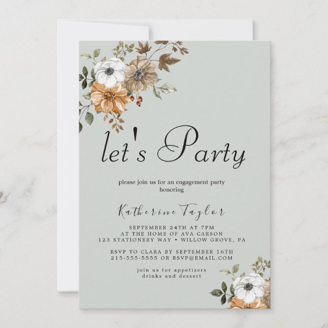 Rustic Floral Bouquet Party  Invitation (Front)