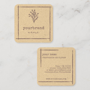 Rustic Floral Boutique Flower Chic Natural Brown Square Business Card