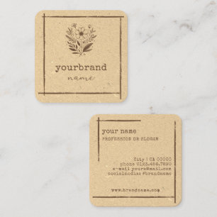 Rustic Floral Boutique Stationery Florist Flower Square Business Card