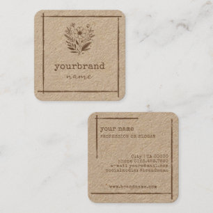 Rustic Floral Boutique Stationery Florist Flower Square Business Card