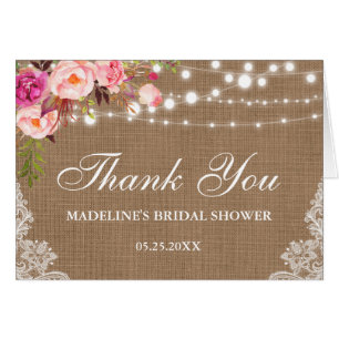 Rustic Floral Bridal Shower Burlap Lace Thanks N