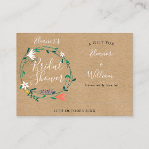Rustic Floral Bridal Shower Display Card and Tag