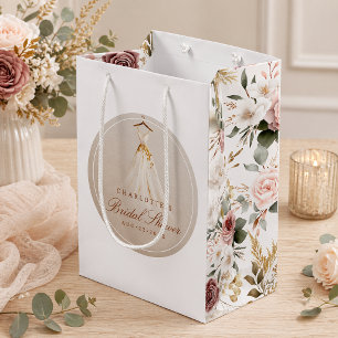Rustic Floral Bridal Shower Dress Gift Bag