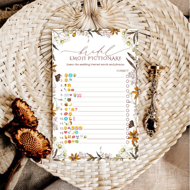 Rustic Floral Bridal Shower Emoji Pictionary Game (Creator Uploaded)