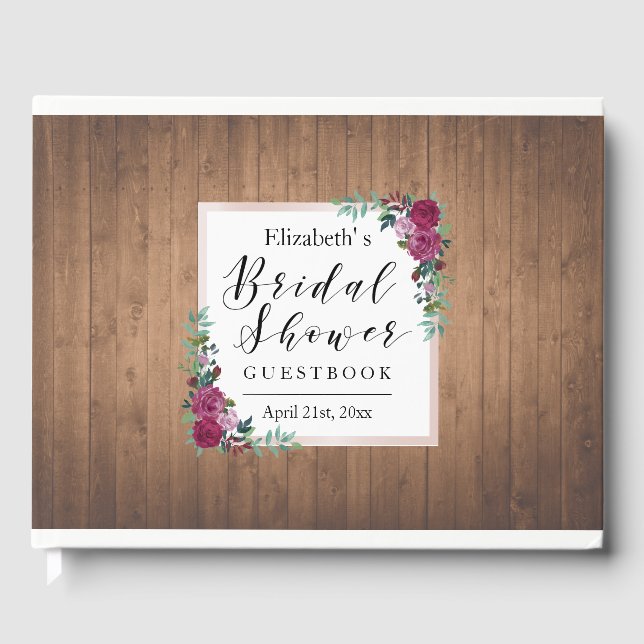 Rustic Floral Bridal Shower Guest book (Front)
