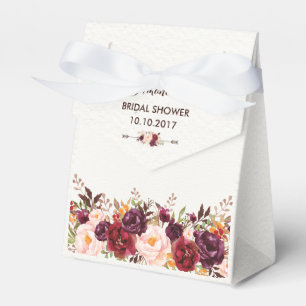 Rustic Floral Bridal Shower Pink Marsala Favour Box