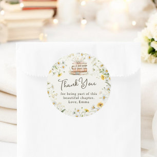 Rustic Floral Bridal Shower Thank You Favour Classic Round Sticker