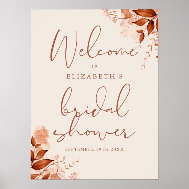 Rustic Floral Bridal Shower Welcome Sign (Front)
