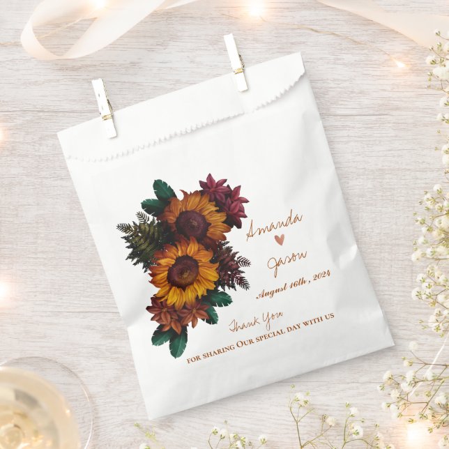 Rustic Floral Bride Groom Thank You  Wedding Party Favour Bags (Clipped)