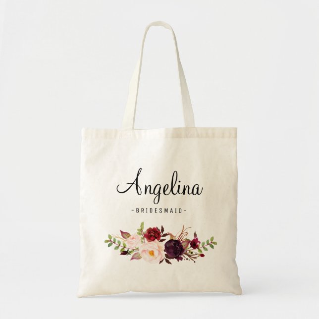 Rustic Floral Bridesmaid Personalised-04 Tote Bag (Front)