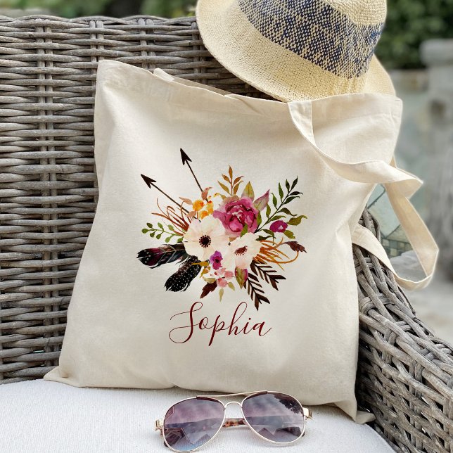 Rustic floral Bridesmaid Personalised Tote Bag (Creator Uploaded)