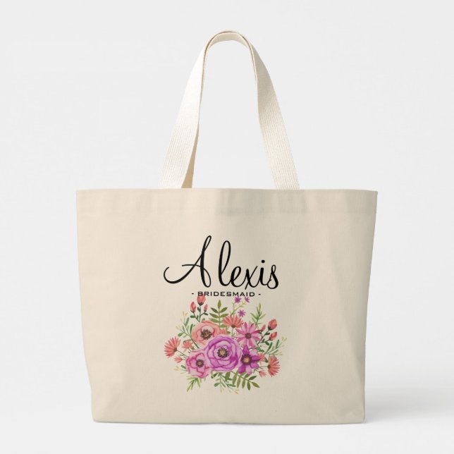 Rustic Floral Bridesmaid Tote - Personalised Gift (Back)
