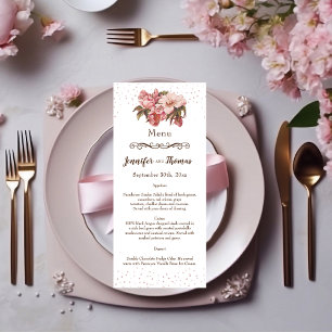 Rustic Floral Burgundy Wedding Menu