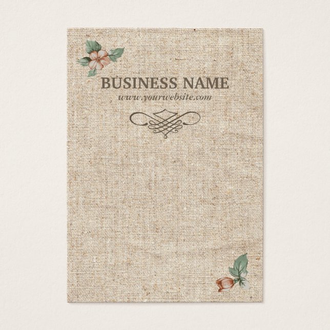 Rustic Floral Burlap Background Earring Cards (Front)