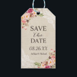 Rustic Floral Burlap Lace Wedding Save the Date Gift Tags<br><div class="desc">Rustic Floral Burlap Lace Wedding Save the Date Gift Tag Template. 
(1) For further customisation,  please click the "customise further" link and use our design tool to modify this template. 
(2) If you need help or matching items,  please contact me.</div>