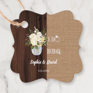 Rustic Floral Burlap Old Barn I DO Barbecue Favour Tags